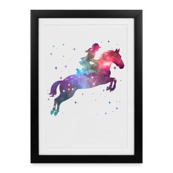 Cavalier équitation, cavalier de l’espace Chevaux - Affiche encadrée (27 × 37 cm) - noir - Devant