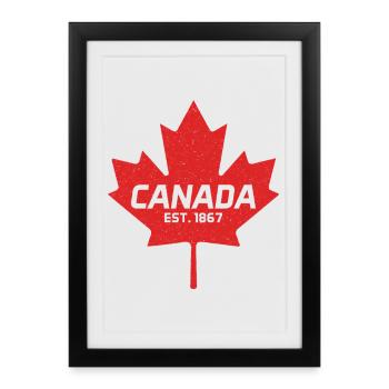 Canada Est, 1867, feuille d’érable du Canada millésime - Affiche encadrée (27 × 37 cm) - noir - Devant