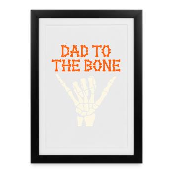 Papa d’Halloween à la main squelettique d’os Papa amusant - Affiche encadrée (27 × 37 cm) - noir - Devant