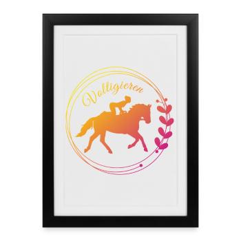 Voltigieren Bank: Volti Pferdesport Pflichtübung - Gerahmtes Poster (27 × 37 cm) - Schwarz - Vorne