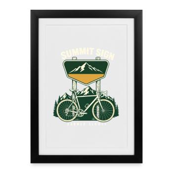 Panneau du sommet du cyclisme sur route gagné humour de montée lente - Affiche encadrée (27 × 37 cm) - noir - Devant