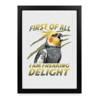 Perroquet coquinier de Nymphicus hollandicus - Affiche encadrée (27 × 37 cm) - noir - Devant
