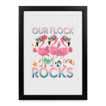 Notre troupe fait vibrer Flamingos Summer - Affiche encadrée (27 × 37 cm) - noir - Devant