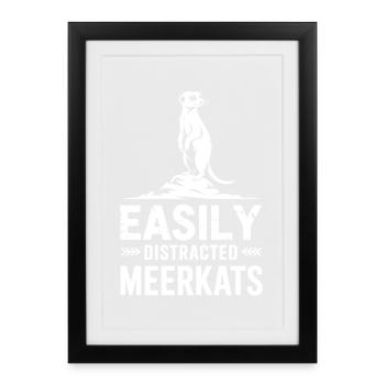 Dictons de suricate Cadeau drôle de suricate - Affiche encadrée (27 × 37 cm) - noir - Devant