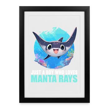 Raies Manta Raies - Affiche encadrée (27 × 37 cm) - noir - Devant