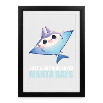 Raies Manta Raies - Affiche encadrée (27 × 37 cm) - noir - Devant
