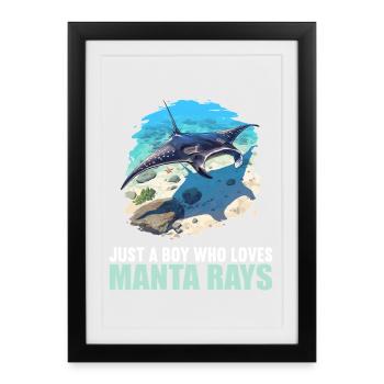 Raies Manta Raies - Affiche encadrée (27 × 37 cm) - noir - Devant