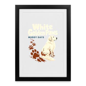 Maman du Golden Retriever blanc, Pattes dorées blanches Mudd - Affiche encadrée (27 × 37 cm) - noir - Devant