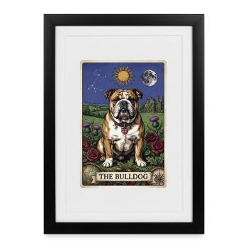 Carte de tarot Bulldog - Affiche encadrée (27 × 37 cm) - noir - Devant