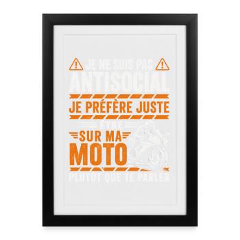 Moto Cadeau Humour Personnalisé - Affiche encadrée (27 × 37 cm) - noir - Devant