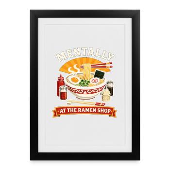 Motif de soupe de nouilles ramen anime style japonais - Affiche encadrée (27 × 37 cm) - noir - Devant