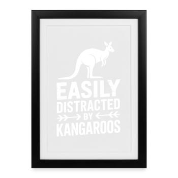 Dictons des kangourous Kangourous Drôle de cadeau des kangourous - Affiche encadrée (27 × 37 cm) - noir - Devant
