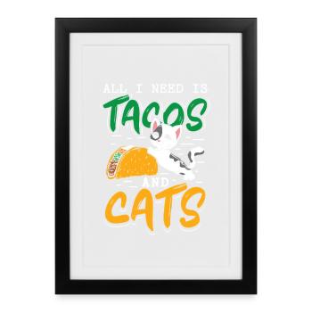 Taco Cat Domestic Cat Kitty Cat Owner - Framed poster (27 × 37 cm) - black - Front