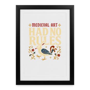 Marginalia médiévale. Étrange - Affiche encadrée (27 × 37 cm) - noir - Devant