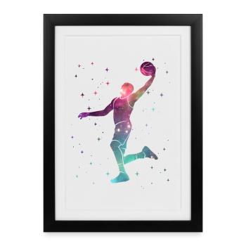 Basketball Players Basketball Players Space Basketball - Framed poster (27 × 37 cm) - black - Front