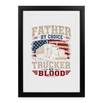 Père Chauffeur de Camion Camionneur Sang Cadeau de Chauffeur de Camion - Affiche encadrée (27 × 37 cm) - noir - Devant