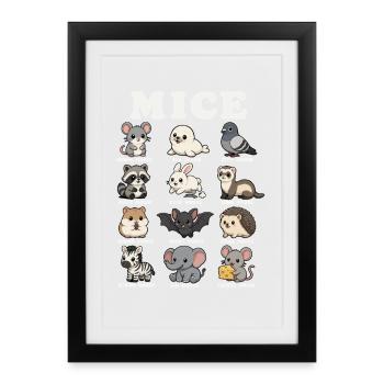 Mice Funny Animal Classification Chart Humor - Framed poster (27 × 37 cm) - black - Front
