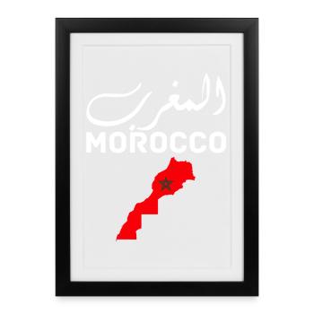 Morocco Graphic Funny Morocco Nation Flag Morocco - Affiche encadrée (27 × 37 cm) - noir - Devant