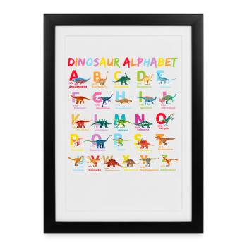 Abécédaire Dinosaure Alphabet Enfant - Affiche encadrée (27 × 37 cm) - noir - Devant