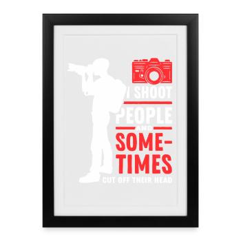 Shooting photo T-shirt Dark Humor - Affiche encadrée (27 × 37 cm) - noir - Devant