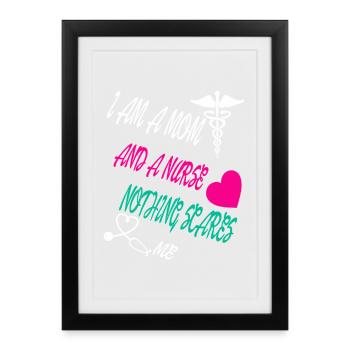 Infirmière Maman T-shirt Heartbeat - Affiche encadrée (27 × 37 cm) - noir - Devant