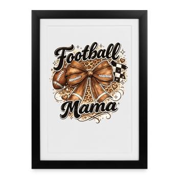 Football Maman Bow Leopard Sports de la fête des mères - Affiche encadrée (27 × 37 cm) - noir - Devant