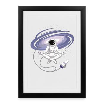 T-shirt de yoga astronaute – Méditation spatiale - Affiche encadrée (27 × 37 cm) - noir - Devant