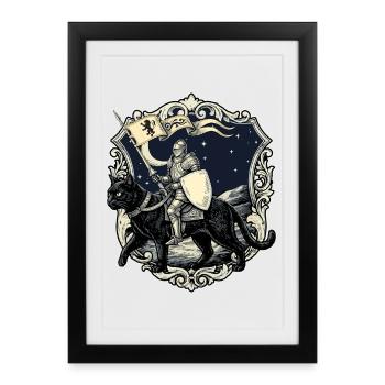 Renaissance du Chevalier Médiéval Chat de la Foire Rénaisque - Affiche encadrée (27 × 37 cm) - noir - Devant