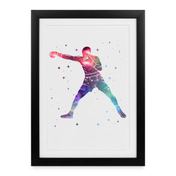Boxer Boxing Espace Enfants Hommes Garçons - Affiche encadrée (27 × 37 cm) - noir - Devant