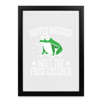 Frog Catcher Hopper Matcher Frog - Framed poster (27 × 37 cm) - black - Front