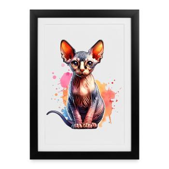 Cadeau du Chat Sphynx - Affiche encadrée (27 × 37 cm) - noir - Devant