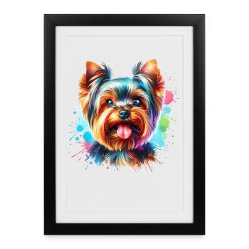 Yorkshire Terrier Motif - Framed poster (27 × 37 cm) - black - Front