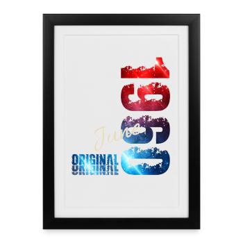 Cadeau pour le 66e anniversaire Vintage juin Années 1960 - Affiche encadrée (27 × 37 cm) - noir - Devant