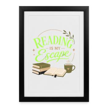 Motif de lecture amoureuse de la littérature fan de livres - Affiche encadrée (27 × 37 cm) - noir - Devant