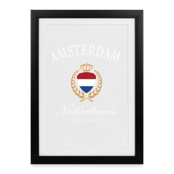 Blason d’Amsterdam Couronne Souvenir de voyage des Pays-Bas - Affiche encadrée (27 × 37 cm) - noir - Devant