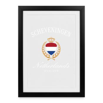 Couronne des armoiries de Scheveningen – Pays-Bas Voyage - Affiche encadrée (27 × 37 cm) - noir - Devant