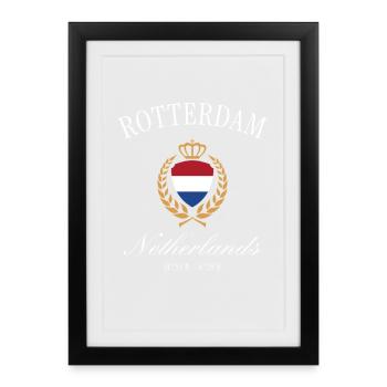 Couronne des armoiries de Rotterdam – Souvenir des Pays-Bas - Affiche encadrée (27 × 37 cm) - noir - Devant