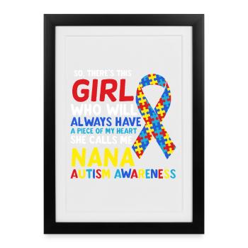 Nana Autism Awareness Ribbon Quote - Framed poster (27 × 37 cm) - black - Front