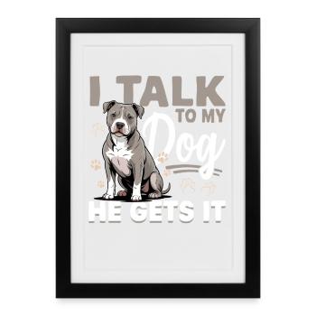 Pitbull Terrier Race de chien pittie - Affiche encadrée (27 × 37 cm) - noir - Devant