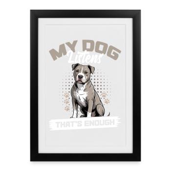 Pitbull Terrier Race de chien pittie - Affiche encadrée (27 × 37 cm) - noir - Devant