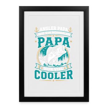 Angler Papa – Viel Cooler Vater - Gerahmtes Poster (27 × 37 cm) - Schwarz - Vorne