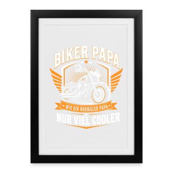 Biker Papa – Mehr Als Normal - Gerahmtes Poster (27 × 37 cm) - Schwarz - Vorne