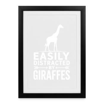 Dynastiques de girafe Girafe Drôle de cadeau de girafe - Affiche encadrée (27 × 37 cm) - noir - Devant