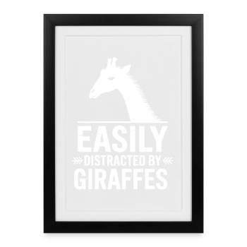 Dynastiques de girafe Girafe Drôle de cadeau de girafe - Affiche encadrée (27 × 37 cm) - noir - Devant