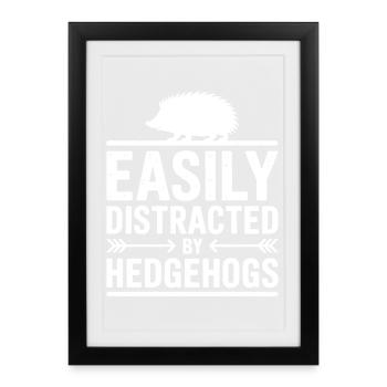 Dictons de hérisson Drôle de cadeau de hérisson - Affiche encadrée (27 × 37 cm) - noir - Devant