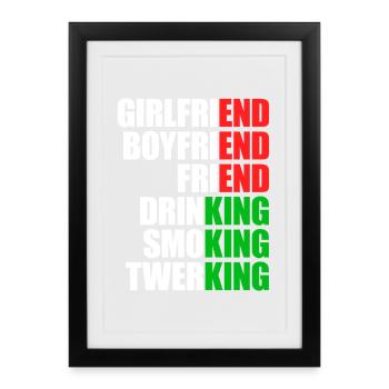 Ex petite amie King JGA Single Party Malle - Affiche encadrée (27 × 37 cm) - noir - Devant