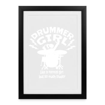 Drummer_Girl_Neu_1 - Affiche encadrée (27 × 37 cm) - noir - Devant