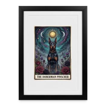 Doberman Pinscher Starry Sky Tarot - Framed poster (27 × 37 cm) - black - Front