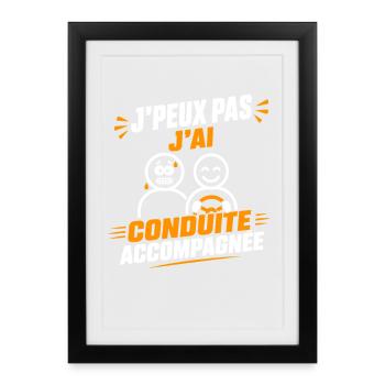 Conduite Accompagnée — Humour Auto - Affiche encadrée (27 × 37 cm) - noir - Devant