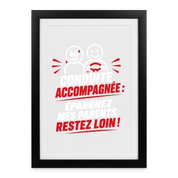 Conduite Accompagnée Autonomie Malicieuse - Affiche encadrée (27 × 37 cm) - noir - Devant